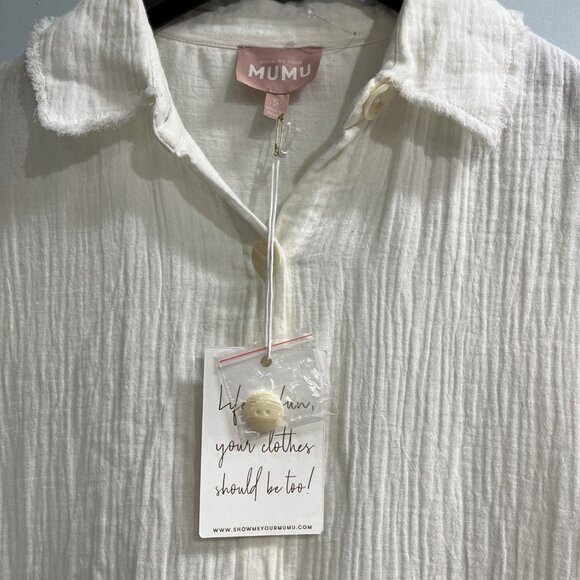 Show Me Your Mumu Coverup Womens S Cream Captain Button Down Gauze Maxi Beachy - Picture 3 of 10